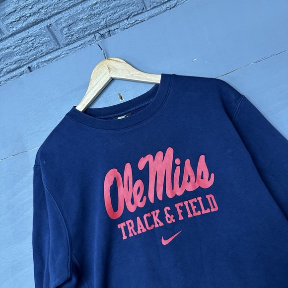 Ole Miss Rebels Hoodie Mens Small S Blue Gray Nike Therma-Fit Sweatshirt NCAA - Picture 1 of 3